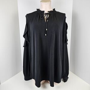 The Limited Collection Black Ruffle Cold Shoulder Blouse XL Whimsigoth Feminine